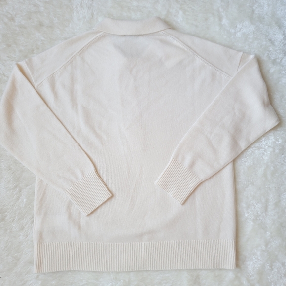 NWT 100% Mongolian Cashmere Polo Sweater in Ivory, M - Picture 8 of 10
